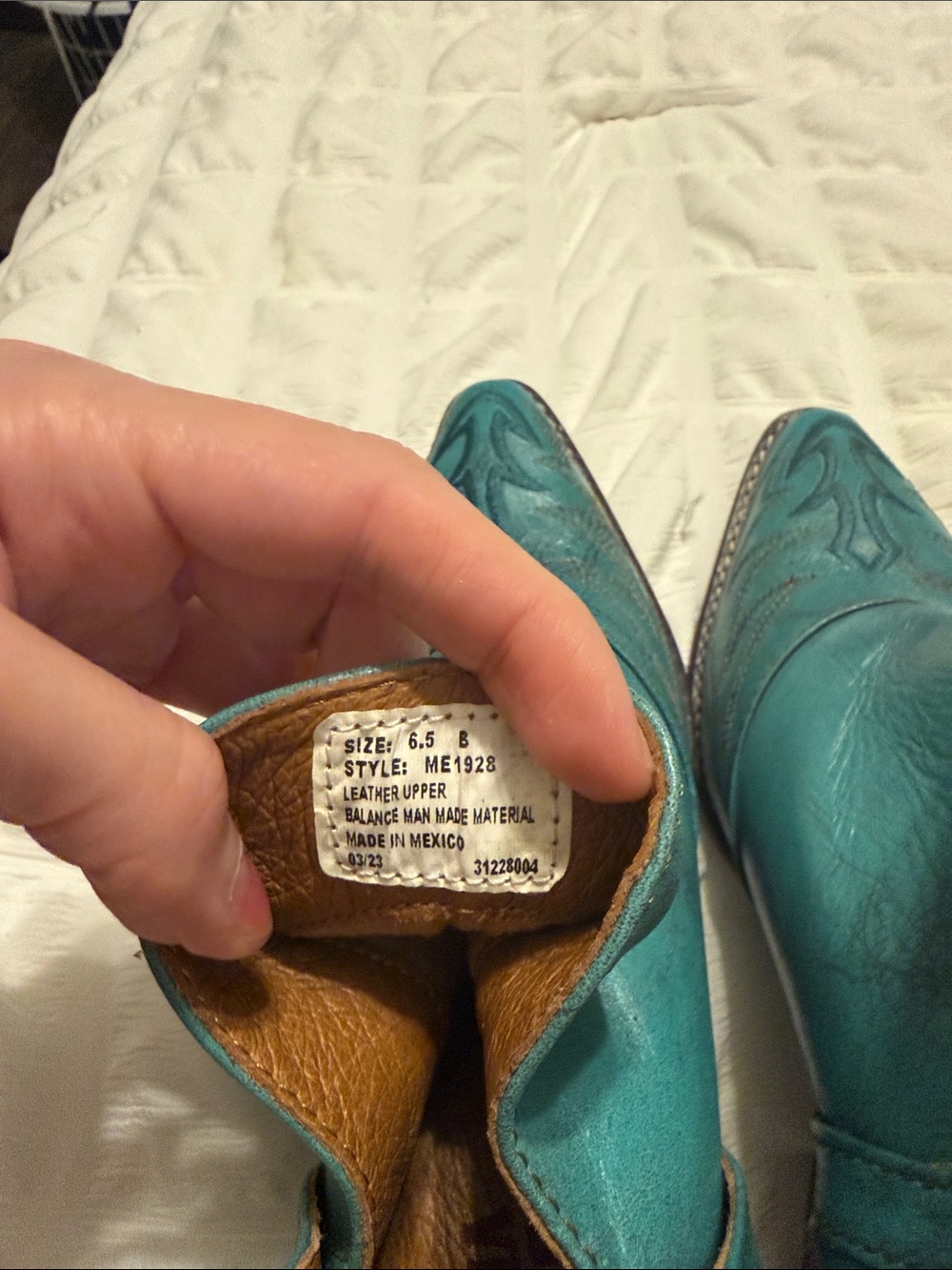 Nocona Teal Leather Western Ankle Boots - Picture 5 of 5